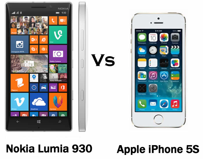 Nokia Lumia 930 vs Apple iPhone 5S