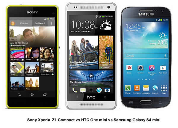 Sony Xperia Z1 Compact vs HTC One mini vs Samsung Galaxy S4 mini Sony Xperia Z1 Compact vs HTC One mini vs Samsung Galaxy S4 mini
