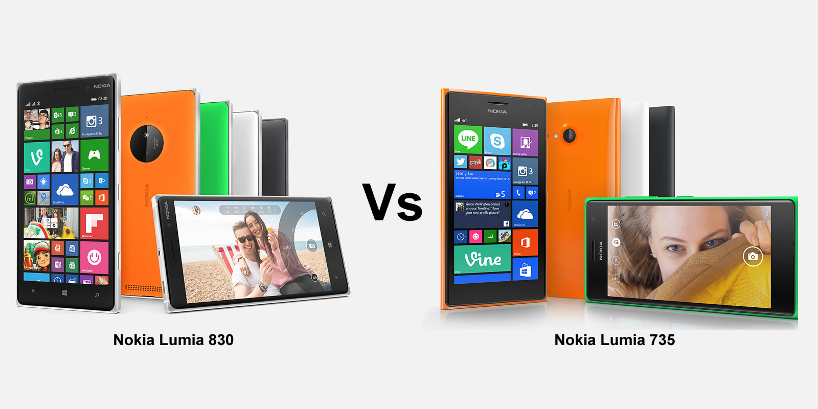 Nokia Lumia 830 vs Lumia 735