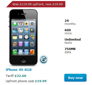 Apple iPhone 4S price reduced by £100 on O2