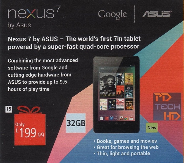 Google Nexus 7 32GB To Cost Under £200 ?