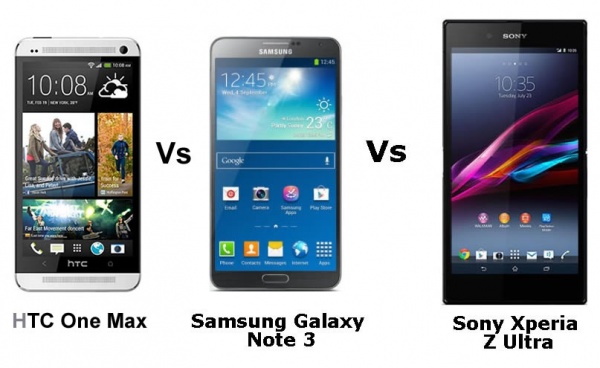HTC One Max vs Samsung Galaxy Note 3 vs Sony Xperia Z Ultra : Phablet Showdown